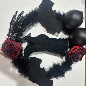 Gothic Black and Red Rose Headband